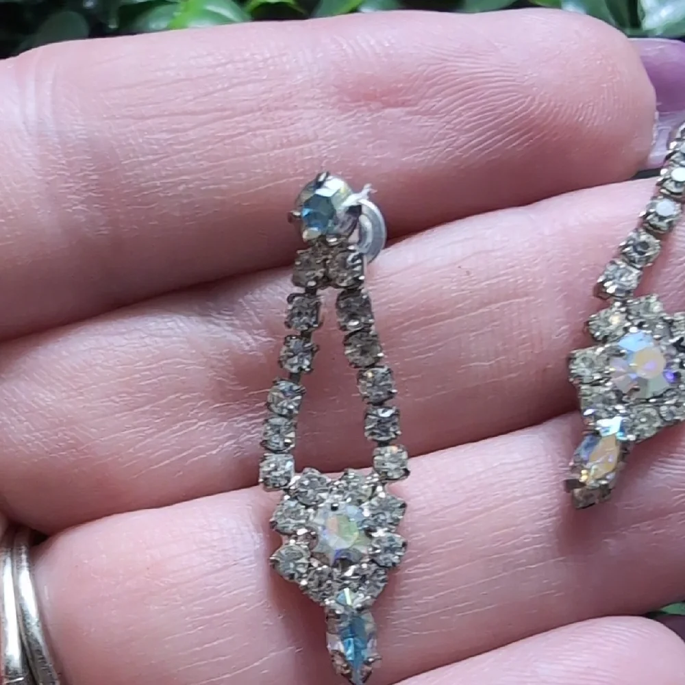 Elegant Silver and Drop Earrings with AB Crystals - Picture 9 of 9